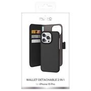 iPhone 15 Pro Puro 2-in-1 Magneettinen Lompakkokotelo - Musta