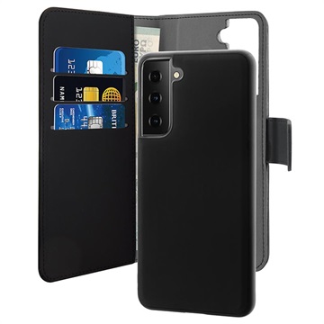 Puro 2-in-1 Samsung Galaxy S21 FE 5G Magneettinen Lompakkokotelo (Avoin pakkaus - Bulkki) - Musta