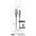 Puro Fabric K2 Charge & Sync USB-A / USB-C Cable - 1.2m - Space Grey