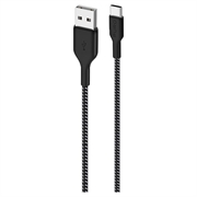 Puro Fabric erittäin luja USB-A / USB-C-kaapeli - 1,2 m, 30W - musta