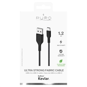 Puro Fabric erittäin luja USB-A / USB-C-kaapeli - 1,2 m, 30W