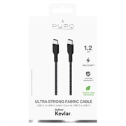 Puro Fabric erittäin luja USB-C / USB-C-kaapeli - 1.2m, 30W