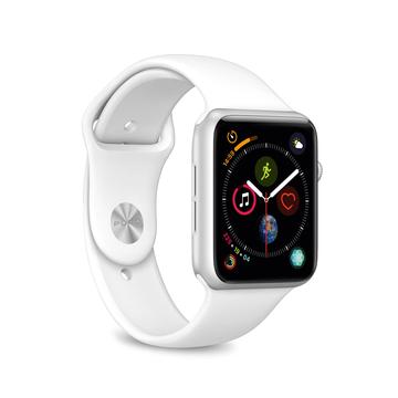 Apple Watch Series 10/9/8/SE (2022)/7/SE/6/5/4/3/2/1 Puro Icon Silikoniranneke - 42mm/41mm/40mm/38mm - Valkoinen