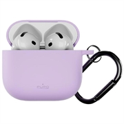 AirPods 4 Puro Icon -silikonikotelo karabiinikiinnikkeellä - violetti