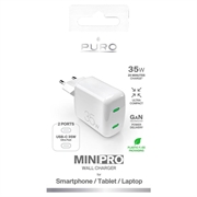 Puro MiniPro GaN 2x USB-C seinälaturi - 35W - Valkoinen