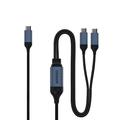 QGEEM CC0082 punottu USB-C-kaksois-USB-C-pikalatauskaapeli - 140W, 1.2m - musta