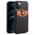 Qialino Business Style iPhone 12/12 Pro Nahkakotelo - Musta