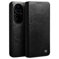 Qialino Classic Huawei P50 Pro Lompakkomallinen Nahkakotelo - Musta