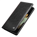 Qialino Classic Samsung Galaxy S21 Ultra 5G Lompakkomallinen Nahkakotelo - Musta
