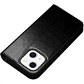 Qialino Classic iPhone 14 Lompakkomallinen Nahkakotelo - Musta