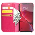 Qialino Classic iPhone XR Lompakkomallinen Nahkakotelo - Kuuma Pinkki