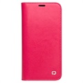Qialino Classic iPhone XR Lompakkomallinen Nahkakotelo - Kuuma Pinkki