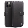 Qialino Commercial iPhone 12 Pro Max Lompakon Nahkapäällinen - Musta
