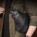 Qialino aitoa nahkaa Crossbody rintalaukku - musta