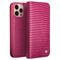 Qialino Classic iPhone 13 Pro Max Lompakkomallinen Nahkakotelo - Musta