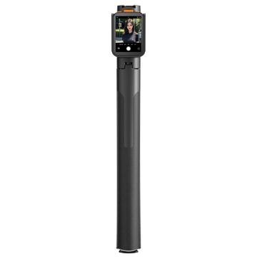 RK-X40W Ultra Bluetooth Selfiekeppi jossa on näytön peilaus ja automaattinen avattava jalusta - musta