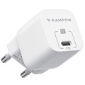 Rampow RBA34 20W Nopea USB-C Matkalaturi - iPhone 13/iPhone 12 - Valkoinen