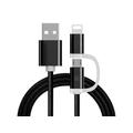 Reekin 2-in-1 punottu kaapeli - MicroUSB & Lightning - 1m - musta