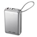Remax AS-182-45 20000mAh:n varavirtalähde, USB-C- ja Lightning-kaapelit - 45W - hopea