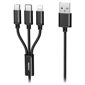 Remax Gition 3-in-1 USB-kaapeli - Lightning, Type-C, MicroUSB