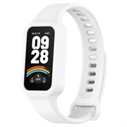 Xiaomi Smart Band 9 Active/Redmi Band 3 Vaihto Silikonihihna Integroidulla Kehyksellä - Valkoinen
