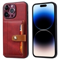 iPhone 15 Pro Retro Style Kotelo Lompakolla