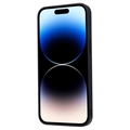 iPhone 15 Pro Max Retro Style Kotelo Lompakolla - Musta