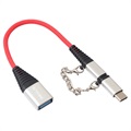 Rexus 2-in-1 USB 2.0 / USB-C & MicroUSB OTG Kaapeliadapteri - Hopea