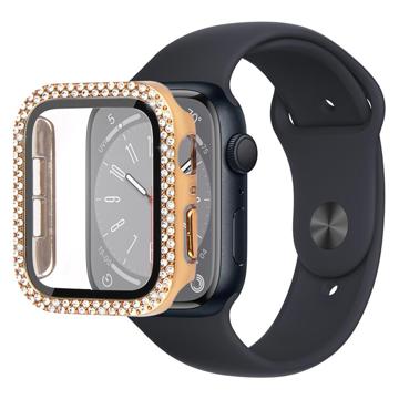 Koristeellinen Tekojalokivi Apple Watch Series 9/8/7 Kotelo Panssarilasi - 9H sella - 41mm - Kulta