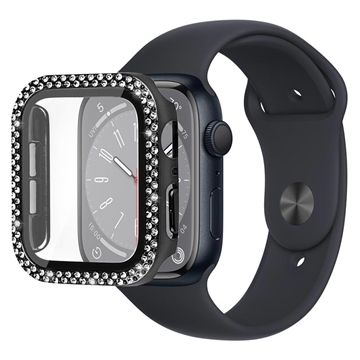 Koristeellinen Tekojalokivi Apple Watch Series 9/8/7 Kotelo Panssarilasi - 9H sella - 45mm - Musta