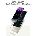 Rock P90 20000mAh:n varavirtalaturi, mukana USB-C- ja Lightning-kaapelit - valkoinen