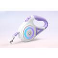 Rojeco Automaattinen koiran talutushihna LED-valolla - 5m - Valkoinen / Violetti