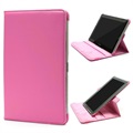 Pyörivä Nahkakotelo - Samsung Galaxy Tab 2 10.1 P5100, P7500 - Kuuma Pinkki