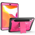 Rugged Sarja iPad 10.2 2019/2020/2021 Hybridikotelo Jalustalla - Kuuma Pinkki