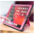 Rugged Sarja iPad 10.2 2019/2020/2021 Hybridikotelo Jalustalla - Kuuma Pinkki