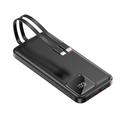 S38N Slim 10000mAh Powerbank USB-C- ja Lightning-kaapeleilla - 22.5W - Musta