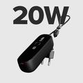 SBS 2-in-1 hybridi-virtapankki ja seinälaturi sisäänrakennetulla USB-C-kaapelilla - 5000mAh - musta
