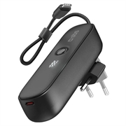 SBS 2-in-1 hybridi-virtapankki ja seinälaturi sisäänrakennetulla USB-C-kaapelilla - 5000mAh - musta