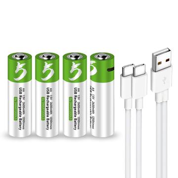 SMARTOOOLS Litium USB-C ladattava AA-akku - 1700mAh - 4 kpl.
