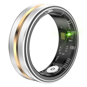 SR03 Ultra-ohut monitoiminen älysormus - koko: 7/17.4mm - Kultainen keskiosa / hopea