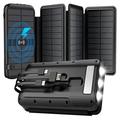 SY-L3S4W 16000mAh Solar Power Bank USB-, USB-C- ja Lightning-kaapeleilla - 20W PD - Musta