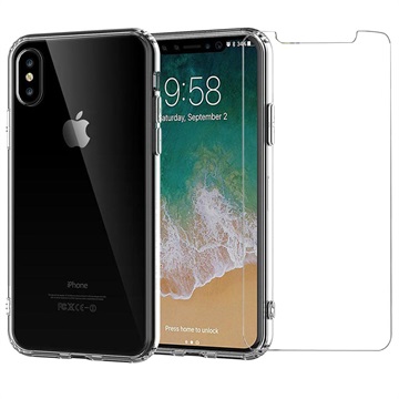 Saii 2-1:ssä iPhone X/XS TPU Suojakuori & Panssarilasi - 9H