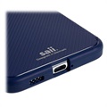 Saii Hiilikuitu Samsung Galaxy S22 5G TPU Kotelo - Sininen