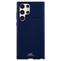 Saii Hiilikuitu Samsung Galaxy S22 Ultra 5G TPU Kotelo - Sininen
