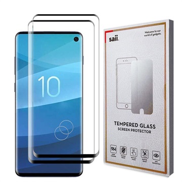 Saii 3D Premium Samsung Galaxy S10 Panssarilasi - 9H, 2 Kpl. - Musta