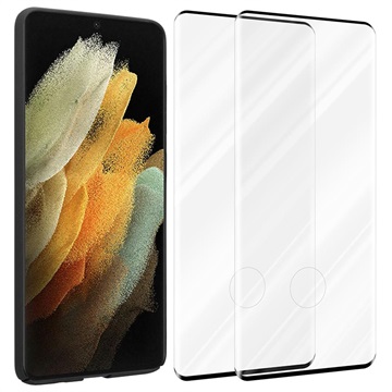 Saii Samsung Galaxy S21 Ultra 5G Erittäin Ohut Suojakuori & 2x Panssarilasi - 9H - Musta
