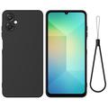 Samsung Galaxy A06 5G Nestemäinen silikonikotelo käsihihnalla - Musta