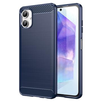 Samsung Galaxy A06 Harjattu TPU Suojakuori - Hiilikuitu - Sininen