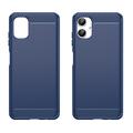 Samsung Galaxy A06 Harjattu TPU Suojakuori - Hiilikuitu - Sininen