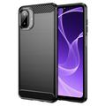 Samsung Galaxy A07 4G Harjattu TPU Suojakuori - Hiilikuitu - Musta